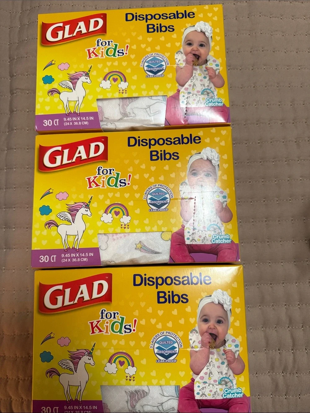 Disposable Kids Bibs - Yellow Packaging (30 Count) Bundle